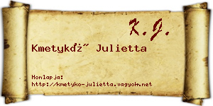 Kmetykó Julietta névjegykártya